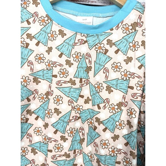 Boutique Girls Tree Holiday Christmas Neutral Pajama Set‎ Size 2T 2 2Y - Picture 2 of 3